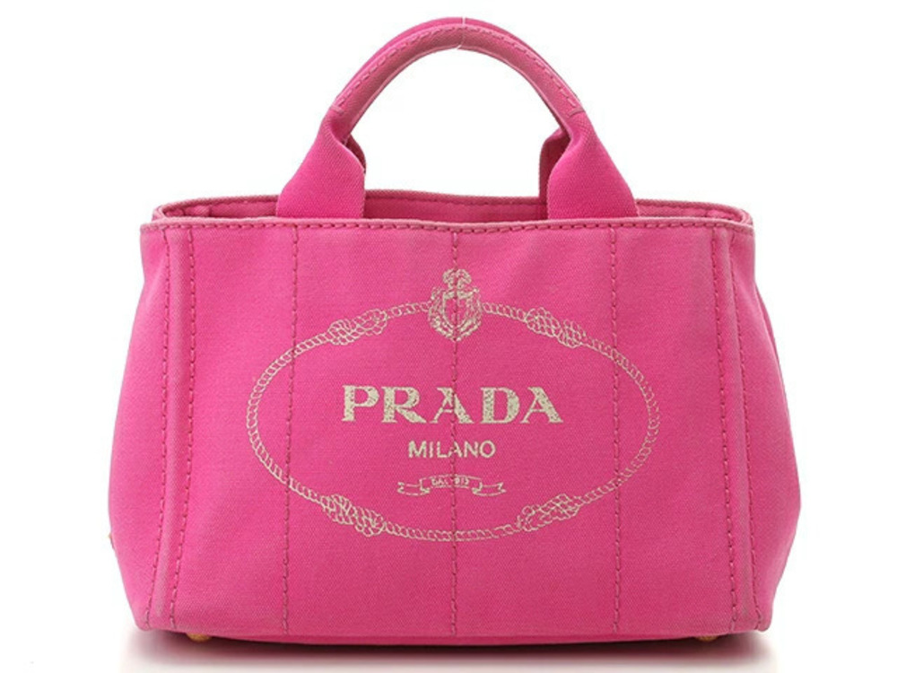 Prada Canapa Handbag Pink Canvas